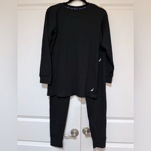 Nautica Mens Thermal Set Black Pajama size M NEW